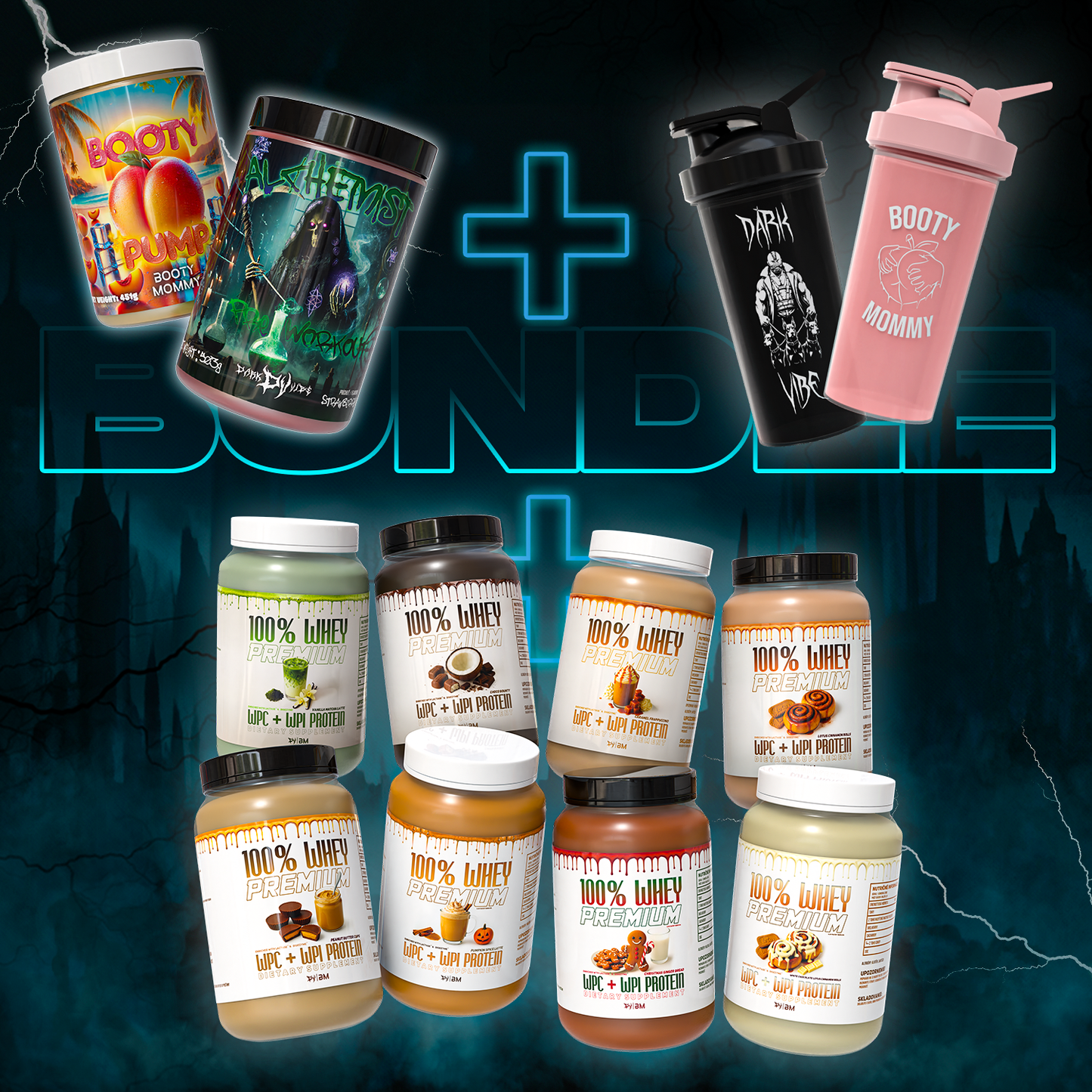 PRE-WORKOUT + PROTEIN + SHAKER BUNDLE