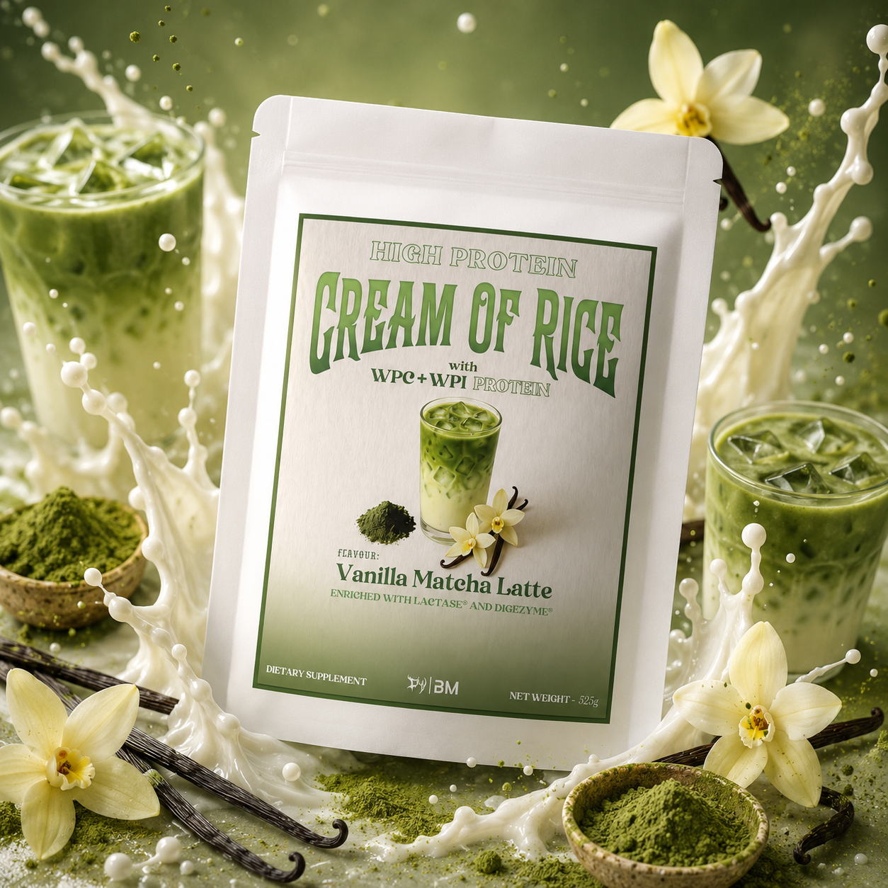 HIGH PROTEIN CREAM OF RICE VANILLA MATCHA LATTE