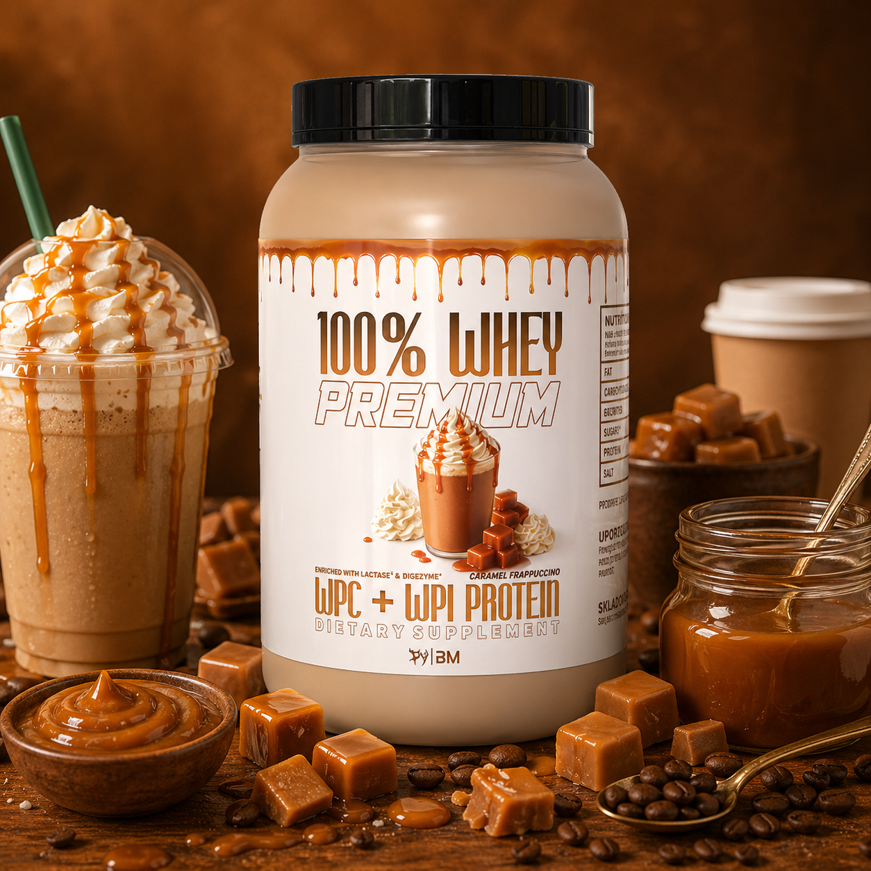 100% PREMIUM WHEY PROTEIN CARAMEL FRAPPUCCINO