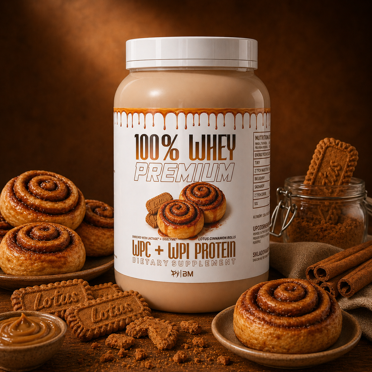 100% PREMIUM WHEY PROTEIN LOTUS CINNAMON ROLLS