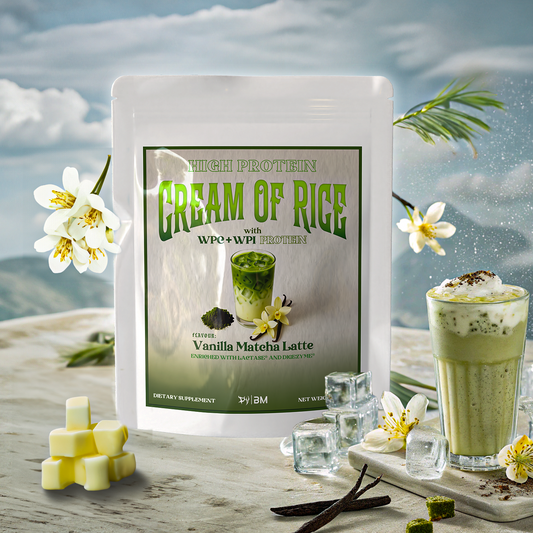 HIGH PROTEIN CREAM OF RICE VANILLA MATCHA LATTE