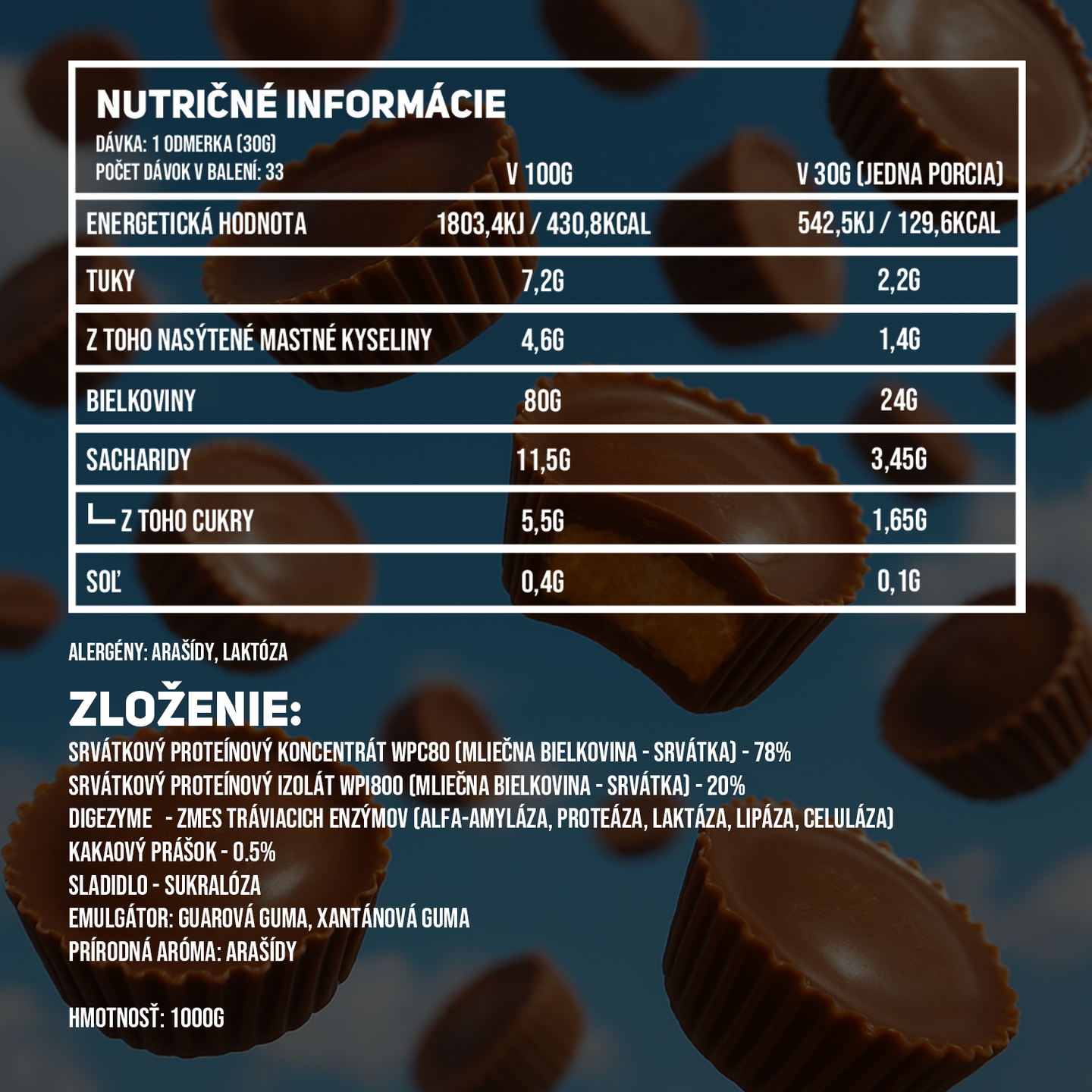 100% PREMIUM WHEY PROTEIN PEANUT BUTTER CUPS