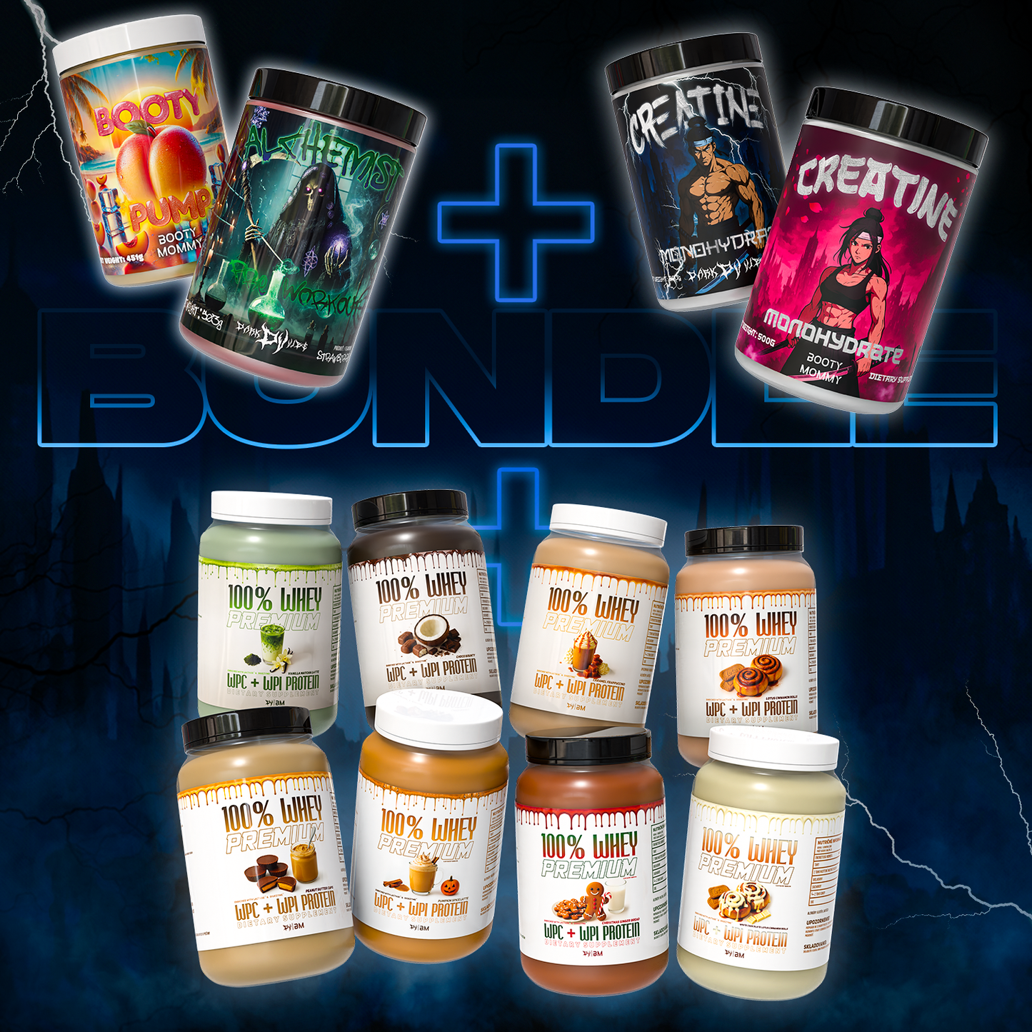 PROTEIN + PRE WORKOUT + CREATINE BUNDLE