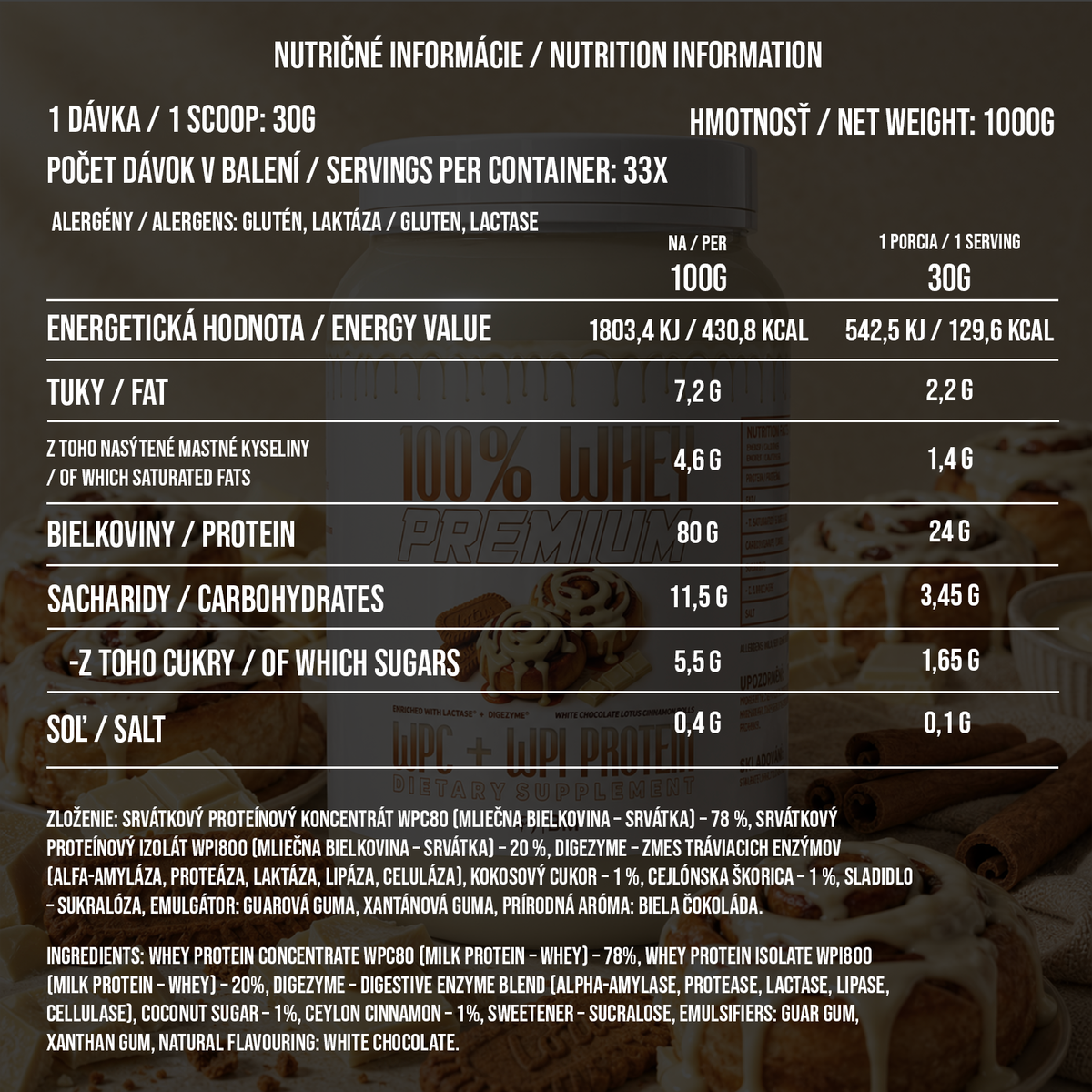 100% PREMIUM WHEY WHITE CHOCOLATE LOTUS CINNAMON ROLLS